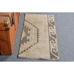 Tapis turc vintage, tapis de 1,6 x 3,2 pieds, petit tapis rayé marron - Product Image 1