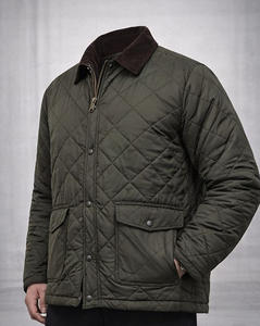 Chaqueta Acolchada Verde Oliva para Hombre, Chaqueta de Invierno Clásica con Pespuntes de Diamante, Chaqueta Casual Aislada con Botones y Cremallera Delantera - Product Image 2