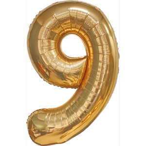 ลูกโป่งปาร์ตี้รูปเลข 9 สีทอง ขนาด 1 เมตร ฟอยล์แชมเปญ สำหรับตกแต่งงานปาร์ตี้ - Product Image 1