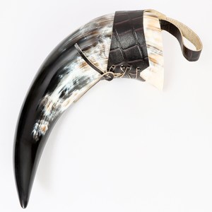 Viking inspiré véritable Viking corne à boire en cuir tasse de corne de mariage poli meilleur pour la décoration de fête en vente - Product Image 6