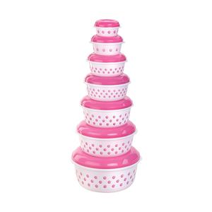 ROUND PLASTIC FOOD <b>STORAGE</b> MICROWAVE SAFE <b>FREEZER</b> SAFE CONTAINER - 7 PCS SET FROM INDIA HIGH QUALITY - Product Image 1