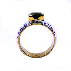 แหวนเงินสเตอร์ลิง925ของผู้หญิงคลาสสิกชุบทองด้วยพลอยสีฟ้าสวมใส่เครื่องประดับที่ทันสมัย - Product Image 4