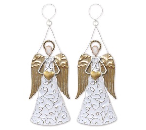 Ange décoratif métal suspendu ornements de noël arbre décoration vacances maison décor fête ange Figurine accessoires - Product Image 2