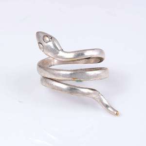 Unique Design <b>Gothic</b> Snake <b>Ring</b> Boho Brass Band for Women Silver Plated Animal Serpent Wrap Spiral Jewelry for Wholesale OEM ODM - Product Image 1