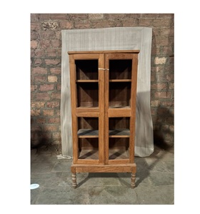 Armoire de cuisine en bois massif bleu élégante de taille moyenne, style moderne antique, luxe classique vintage - Product Image 1