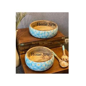 Cuenco de postre de madera impreso de diseño elegante, cuenco para servir ensalada de forma redonda de tamaño personalizado para uso en restaurante de Hotel - Product Image 3