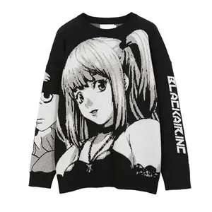 Lebo Groothandel Oem & Odm Custom Unisex Oversized Losse Jacquard Patroon Misa Cosplay Anime Trui