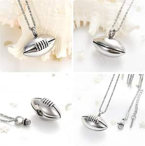 Silver Cremation Jewelry Football Memorial <b>Urn</b> Necklace <b>Ashes</b> Holder Stainless Steel <b>Ashes</b> Keepsake <b>Urn</b> for Brother Boyfriend - Product Image 2