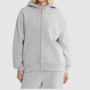 Sudadera con capucha blanca para hombre de peso pesado 2025, chaqueta con cremallera, forro polar cálido con bolsillos delanteros, ropa de calle informal esencial - Product Image 5