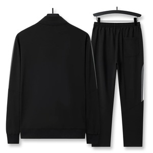 2024 invierno 100% algodón personalizado sudadera pantalones de chándal hombres conjunto de dos piezas negro chándal Hip Hop Streetwear correr deporte - Product Image 3