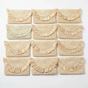 Women Straw Clutch Bag Woven Fringe Flap Purse Lightweight <b>Summer</b> Beach Travel <b>Handbag</b> - Product Image 3