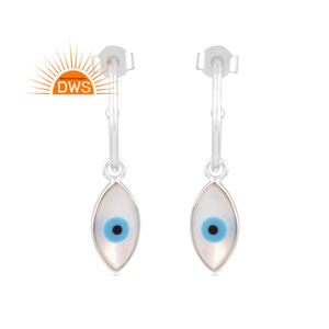 Último diseño 925 plata esterlina fina madre de perla natural EvilEye piedra preciosa aro pendiente joyería personalizada fabricante - Product Image 1