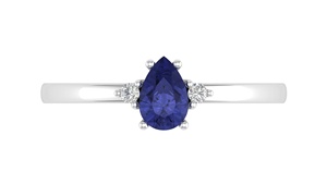Natural Tanzanite 6x4 Pear Cut Classic Engagement Ring with White Topaz Prong Setting Silver Plated Fine Jewelry for Women - Product Image 5