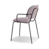 Fauteuil de salle à manger rembourré avec assise et dossier capitonnés, structure en métal anthracite, bronze, or ou nickel noir pour restaurant et hôtel