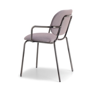 Upholstered Dining Armchair <b>Padded</b> Seat and Back Metal Frame in Anthracite Bronze Gold or Black Nickel for Restaurant Hotel - Product Image 4
