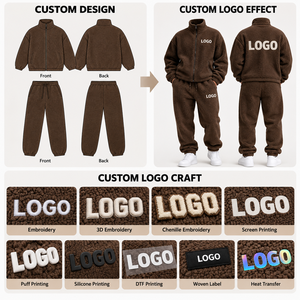 OEM Custom Winter Warm Teddy Fleece Tracksuit Oversized Relaxed-fit High Neck Polar Quilted <strong>Women</strong> Full Zip <strong>Sherpa</strong> Jacket <strong>Hoodies</strong> - Product Image 3