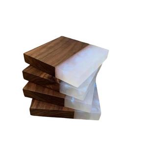 High Quality White Resin Joint Acacia Wood Coasters OEM Sublimation Marble Styles <b>Mats</b> Pads Set Placemat Accessories Home Use - Product Image 5