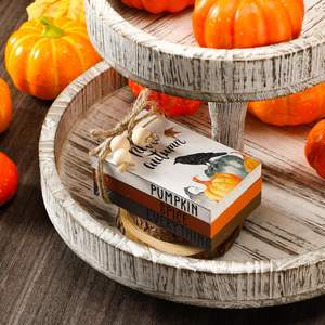 3 Pcs Thanksgiving Fall Decor pour la maison Mini Book Wood Tiered Tray Decor Halloween Autumn Book Stack Bundle - Product Image 6