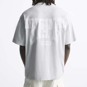 T-shirt à logo personnalisé T-shirt à col épais et à épaules tombantes Streetwear T-shirt Boxy Fit T-shirt surdimensionné en coton - Product Image 2