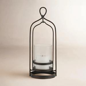 Lanterne à bougie traditionnelle Hurricane, finition bronze foncé, cadre en métal, décoration de table rustique, fer lourd, Noël, Pâques - Product Image 1