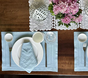 แผ่นรองจานผ้าฝ้ายแท้สำหรับรับประทานอาหาร100% พิมพ์ลายกำหนดโลโก้ได้ตามต้องการ - Product Image 4