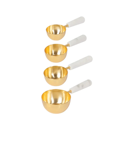 Cuillère à épices en laiton et marbre de la meilleure qualité manche rond manche en marbre blanc Couverts cuillère de cuisine meilleur prix - Product Image 1