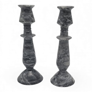 Portavelas de Cerámica Gris Brillante Moderno con Silueta Curva Clásica para una Decoración Elegante - Product Image 4