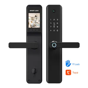 Gran oferta, mango de huella dactilar, cámara inteligente, Hotel, hogar, huella digital electrónica, contraseña, cerradura inteligente impermeable para puerta de madera