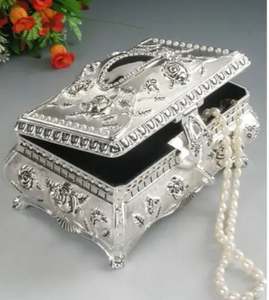 Joyeros de Metal, elegante organizador de almacenamiento de baratijas de latón para piezas sofisticadas, patrón de marfil dorado - Product Image 3