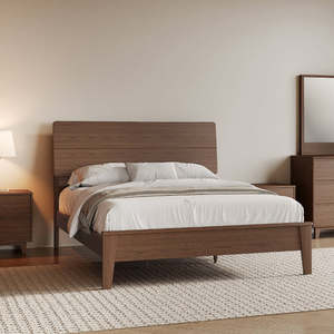 Modern Wood Platform <b>Bed</b> Frame, Minimalist Solid Wood Grain Double <b>Bed</b>, Sturdy Bedroom Furniture for Home Interior andGuest - Product Image 3