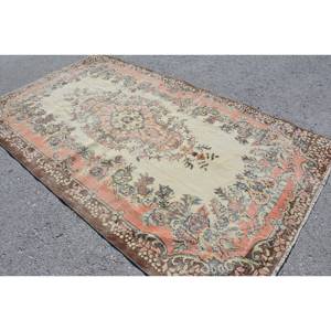 พรมขนแกะสีเบจสีน้ำตาลขนาด5.4X9.4ฟุตแนววินเทจผ้าทอแบบแบนมีลวดลายปะต่อสำหรับตกแต่งห้องนั่งเล่นโถงทางเดิน - Product Image 2