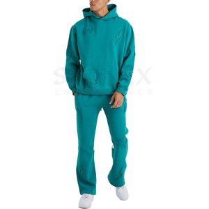 Custom Logo Winter Solid Mens <b>Tracksuit</b> Set Wholesale Private Label 100% Cotton Eco-Friendly Breathable 2 Piece Sportswear - Product Image 1