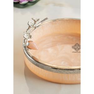 Indianartvilla ถาดเงินชุบเรซินเบลเยี่ยมสีชมพูสำหรับใช้ในบ้านโรงแรมและร้านอาหาร - Product Image 4