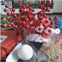 Simulasi 21cm 12 berry bunga buatan buah ceri tanaman rumah pohon Natal pesta DIY Holly Berry StemFake kerajinan hadiah