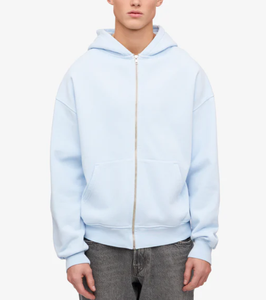 Vente en gros de sweat à capuche personnalisé 100% coton 380 GSM en molleton lourd avec fermeture éclair pour hommes, logo surdimensionné, option multicolore du Bangladesh - Product Image 3