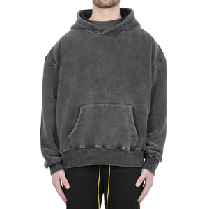 Sudadera con Capucha para Hombre, Nueva Colección 2024, Lavado Ácido, Diseño Desgastado, Logotipo Personalizado, Patrón Liso, Teñido Uniforme, Forro Polar para Invierno - Product Image 2