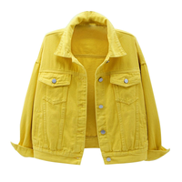 Veste en jean pour femme de haute qualité OEM, couleur rose clair, décontractée, vêtement d'extérieur en jean, veste d'automne, veste en jean à boutons, veste courte pour femme