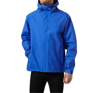 Veste coupe-vent légère bleue pour hommes Veste de pluie imperméable coupe-vent d'extérieur Capuche réglable Processus teint de haute qualité Nouveau - Product Image 1