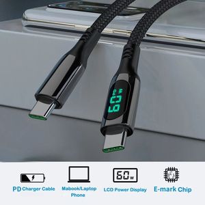 USB-C di ricarica rapida 60W PD per USB-C cavo in Nylon 3FT con Display a LED per cellulare universale, dispositivo e altro - Product Image 2