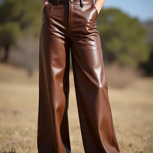 กางเกงเลกกิ้งหนังแกะขายาวแบบขากว้างสำหรับผู้หญิงกางเกงเลกกิ้งหนังแท้คุณภาพสูงกันลมสำหรับผู้หญิง - Product Image 6