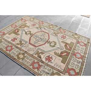 Vintage Turkish Rug 5.2x7.8 ft (160x237 cm), Red <b>Brown</b> Patchwork Rug - Product Image 2