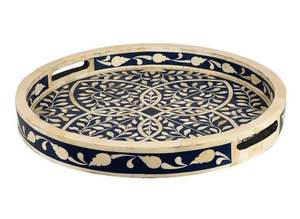 Meilleure arrivage2024 plateau de service en incrustation d'os motif floral plateau de service au design chaud du fabricant indien STAR CRAFT INDIA - Product Image 5