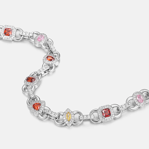 Luxury Multi-Color Iced <b>Moissanite</b> Brass Link Chain Iced Out Hip Hop <b>Necklace</b> for Unisex Gift - Product Image 4