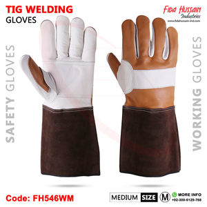 Venta al por mayor cómodos guantes de cuero de grano superior redondo estilo de trabajo pesado guantes de seguridad de soldadura Tig - Product Image 5