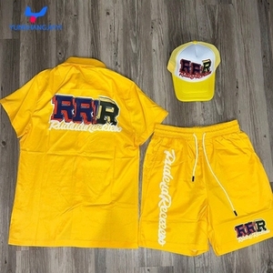 2023 été vêtements de sport chemise et short ensemble pour hommes coton course personnalisé hommes ensemble court avec Logo personnalisé - Product Image 2