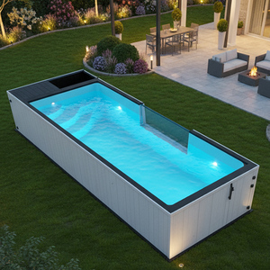 <span class=keywords><strong>Piscine</strong></span> de nage à contre-courant extérieure hors sol en fibre de verre <span class=keywords><strong>pour</strong></span> adultes, préfabriquée, 20ft 40ft, en bois et fibre de verre, <span class=keywords><strong>piscine</strong></span> de plongeon blanche - Product Image 1