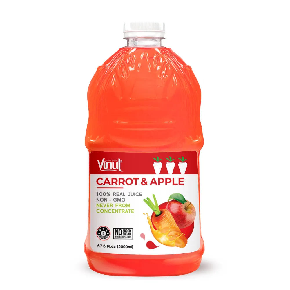 67,6 floz Vinut NFC напиток для моркови и яблочного сока (100% натуральный сок, без ГМО, без добавления сахара)