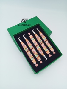 Nouvelles pinces à épiler pour extensions de cils à 90 degrés, pointe pointue, poignée lisse en forme de cœur, diamant, impression papier, acier inoxydable, 12 cm - Product Image 2