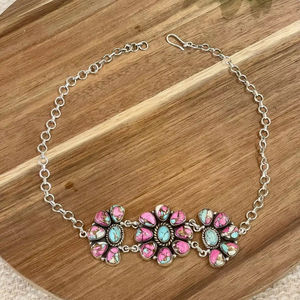 Collier turquoise fait main en barbotine en argent sterling Cadeau unique de bijoux en pierres précieuses pour femmes - Product Image 1