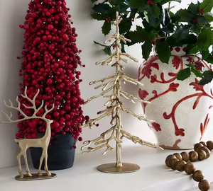 Árboles esculpidos modernos Latón Mármol Bas Técnicas de artesanía de metal brillante Mejora del arte del hogar Decoración de Navidad - Product Image 4